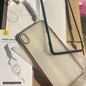 New IPhone XS Max Rose Gold Case with Screen Protector, Keychain & Lanyard